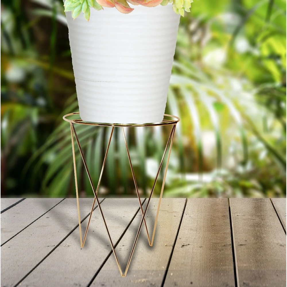 Gold Metal Plant Stand Hold up to 55 Lb & 12" Planter Decor